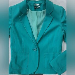 Divided by H&M teal cropped blazer. Size 2, Y2K Look